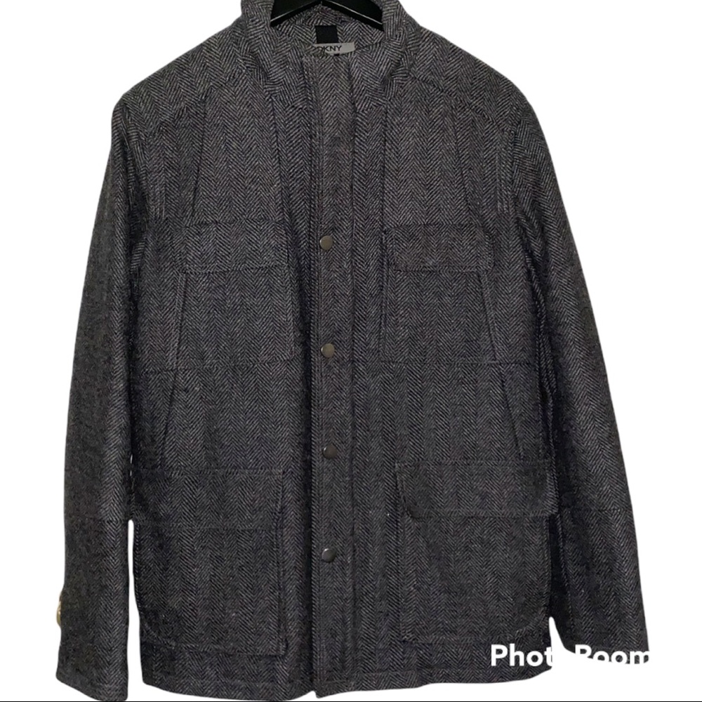 Men’s DKNY Herringbone Peacoat Sz M